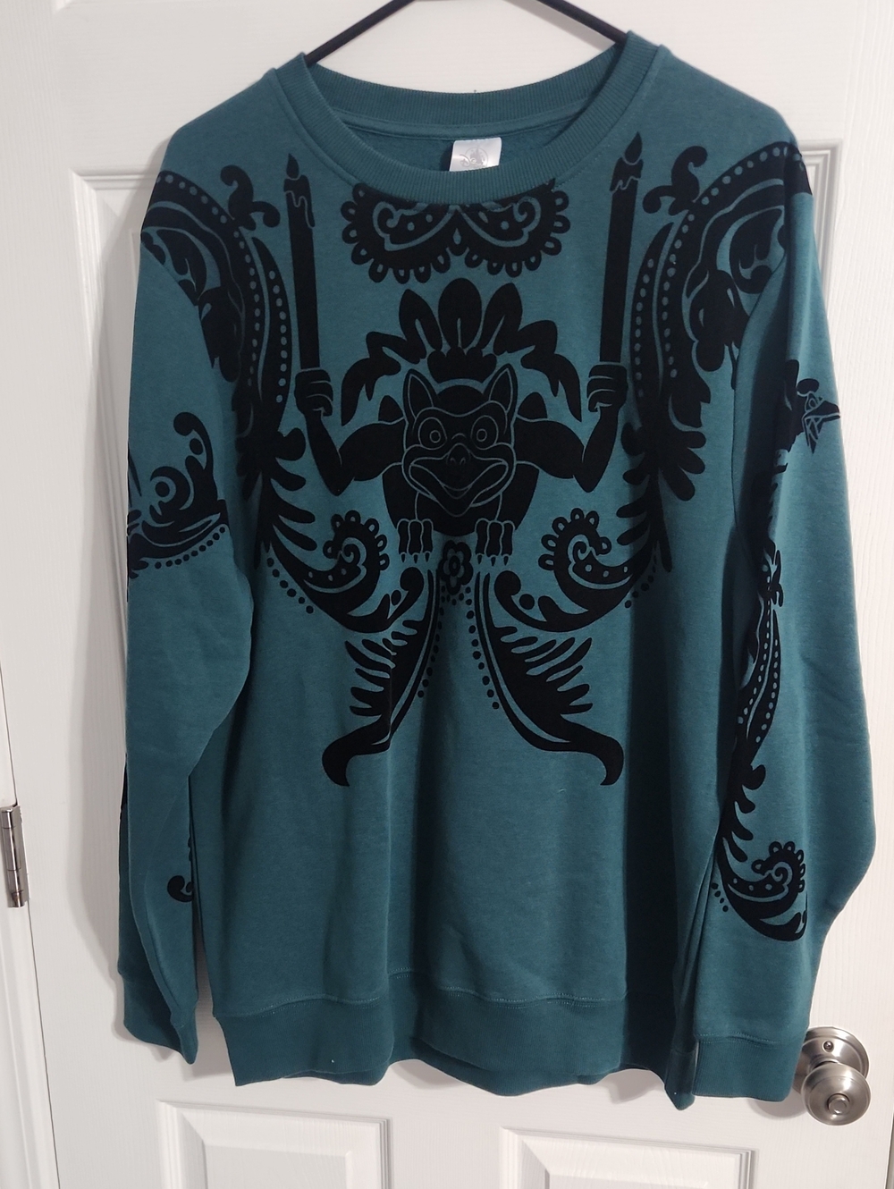 NWT. Disney Parks Haunted Mansion Gargoyle Flocked Pullover Sweatshirt Unisex